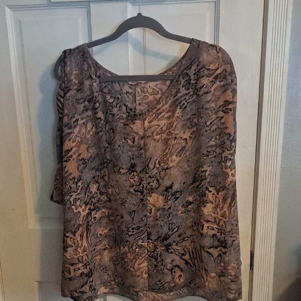 SOLD Juicy Couture Brown and Black Patterned Blouse